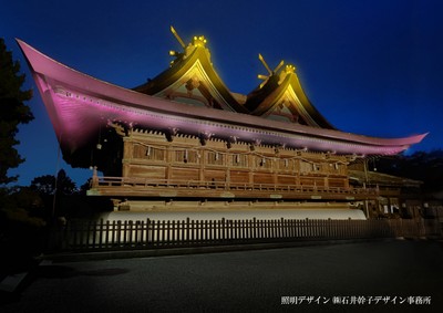 吉備津神社 国宝本殿・拝殿 ライトアップイメージパース