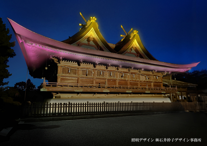 吉備津神社 国宝本殿・拝殿 ライトアップイメージパース