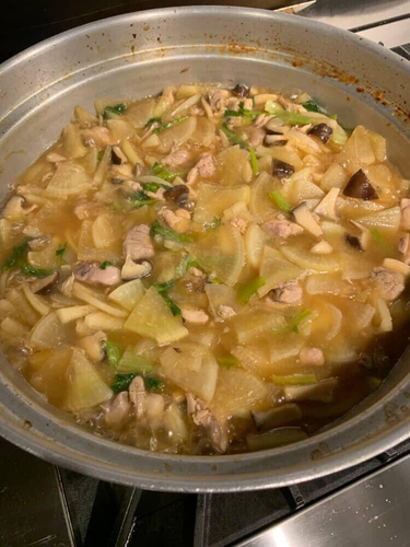 贈られたダイコンを使ったメニュー