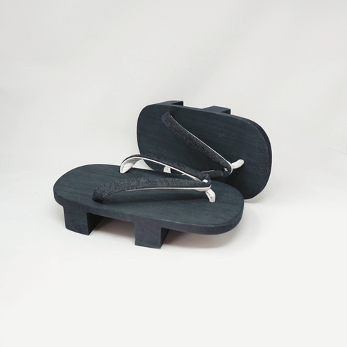 ねずこ下駄　茶綿デニム鼻緒_インディゴ染 1