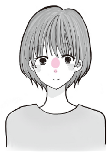 鼻先、目と目の間の肌荒れ、 鼻の毛穴が開く