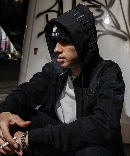 【BlackLetter】Rear Embroidery Cross Hoodie(ブラック)