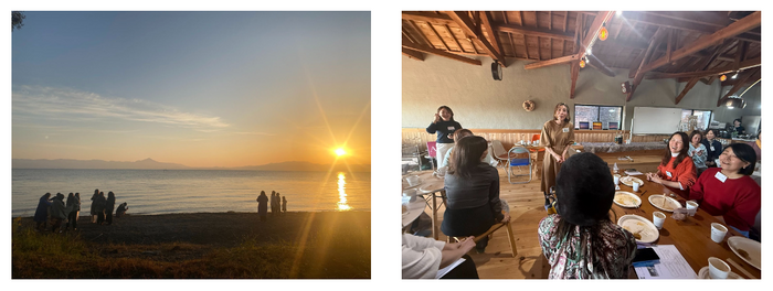 （左）琵琶湖越しの日の出 （右）「とても刺激を受けた」とのご感想が続出