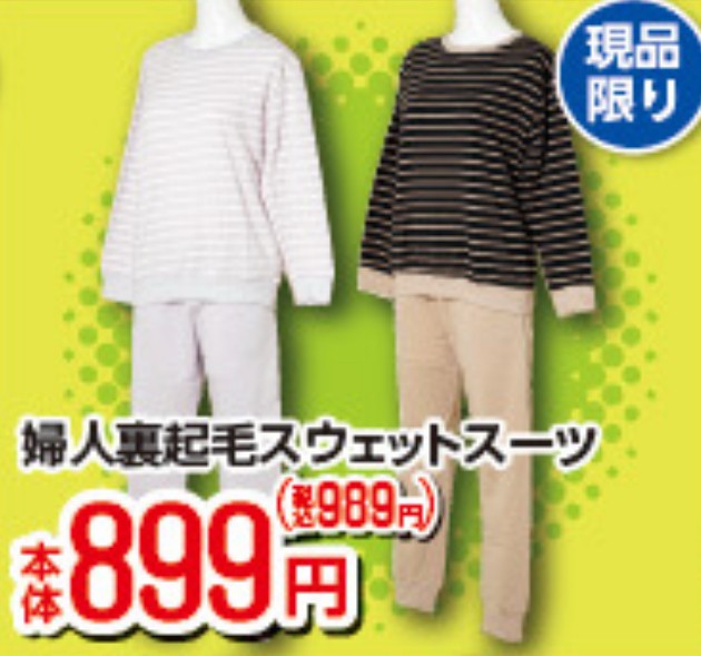 婦人 裏起毛スウェットスーツ