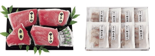 近大マグロセット（左）、近大鯛茶漬けセット（右）