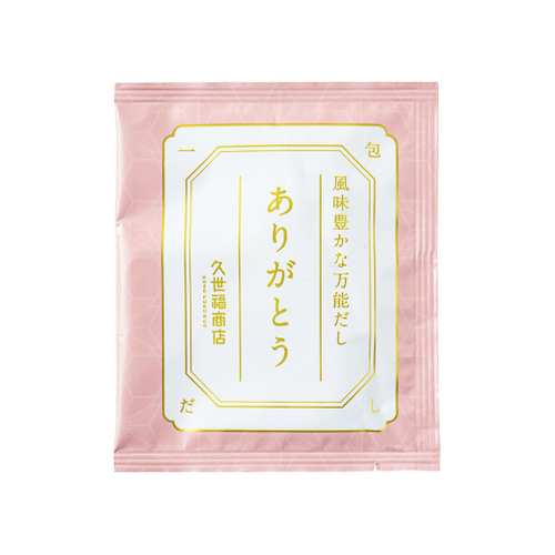 風味豊かな万能だし ありがとう（一包） 140円：（税込）