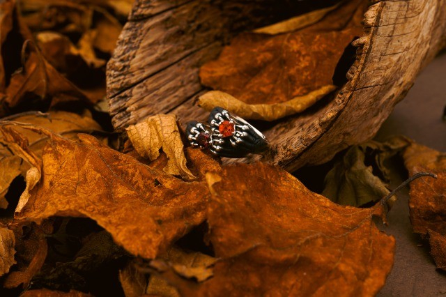 左：アスランリングｗ/ガーネット￥36,300(税込)&nbsp; 右：アスランリングｗ/ファイヤーオパール￥40,700(税込)