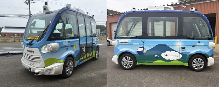域内を走行する自動運転EVバス