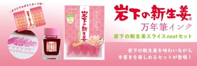岩下の新生姜万年筆インク＆岩下の新生姜スライスnextセット