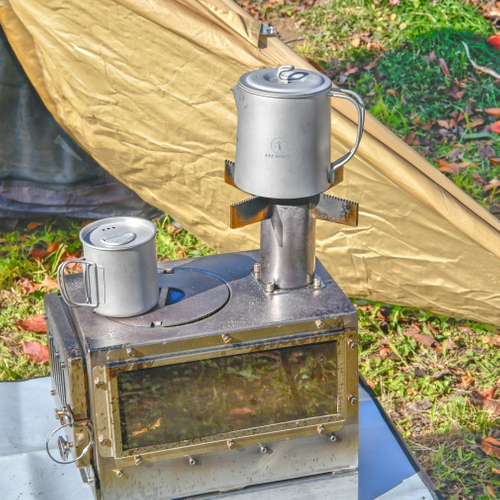 チタン製マグカップ 420ml 蓋付き  一層式  目盛り付き4