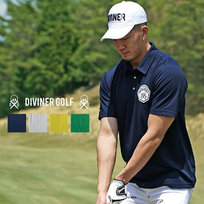 DIVINER GOLF オリジナルスカルワッペンポロシャツ