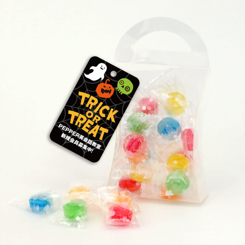 ハロウィンタグ付　手提げ型カラフルキャンディ