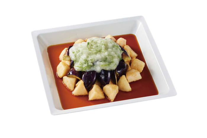 有機ぽん酢で食べる青森県産長芋と茄子の揚げ浸し