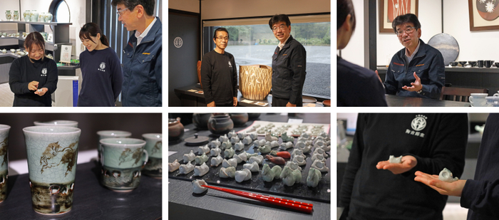 対談及び陶吉郎窯大堀工房 ギャラリー内の様子