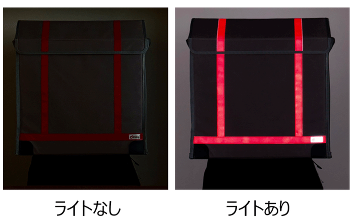 <リュクサックに取り付けられた反射材>