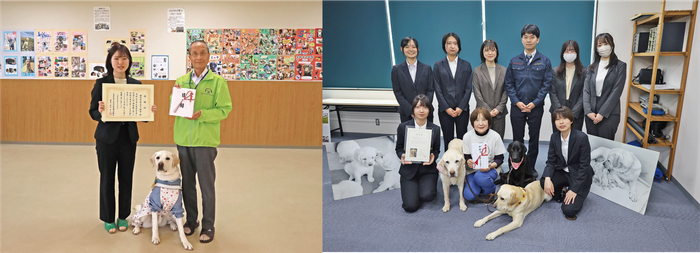 左図:東日本盲導犬協会、奈良部 武司 事務局長 右図:いばらき盲導犬協会、斉藤 つぎ 代表理事
