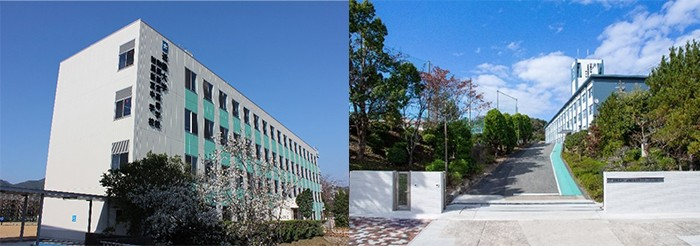 支援制度の対象となる近畿大学附属新宮高等学校・中学校（左）、近畿大学附属豊岡高等学校・中学校（右）