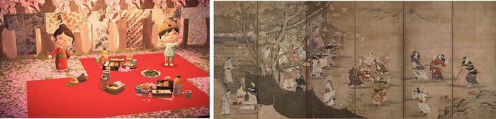 花下遊楽図