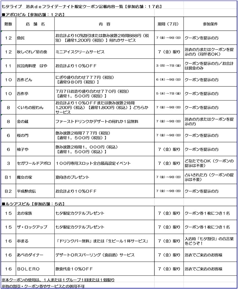 特別メニュー