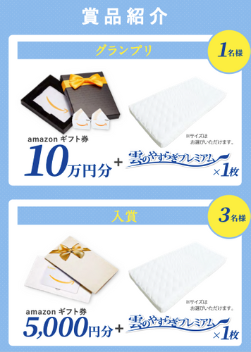 グランプリにはamazonギフト券10万円と雲のやすらぎプレミアムが贈られます！