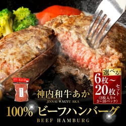 【北海道浦臼町ふるさと納税】神内和牛あか 100%ビーフハンバーグが選べるセットで受付中！赤身の部分を贅沢に使用した特製ハンバーグ