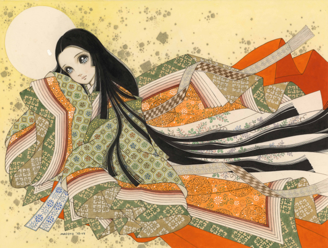 「かぐや姫」(見開き)水彩 26.8&times;35.5cm 1975年作 770,000円(税込)