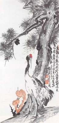 松鶴図 富岡鉄斎筆
