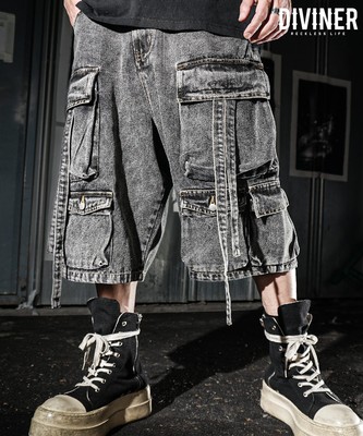 Multi Pocket Cargo Denim Shorts