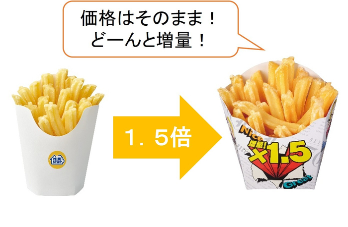 Xフライドポテト１．５倍増量　イメージ画像