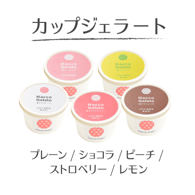 主原料酒粕の発酵ジェラート。お持ち帰りに便利なカップ