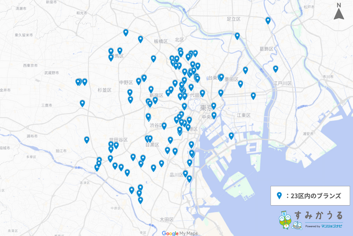 図1：23区内のブランズマンション所在地（2026年1月 マンションナビ調べ）