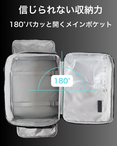 パカっと開くメインポケット