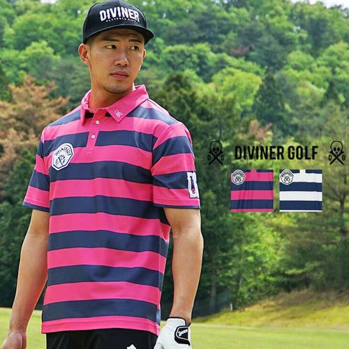 DIVINER GOLF/ディバイナーゴルフ 【DIVINER GOLF】ボーダーポロシャツ
