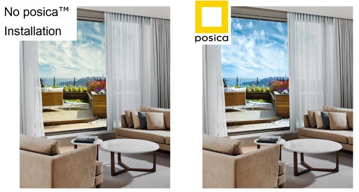 イメージ　ホテルの部屋に入った瞬間に飛び込む見え方(ポジカ有無の対比)