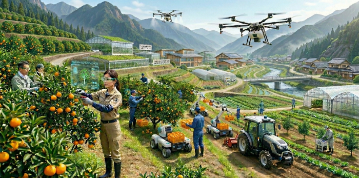 近畿大学地域創生農業研究所が掲げる、農林業を取り巻く諸課題の解決に取り組むイメージ