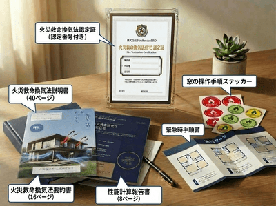 「(図)認定証や手順ステッカーなどの交付物一式」