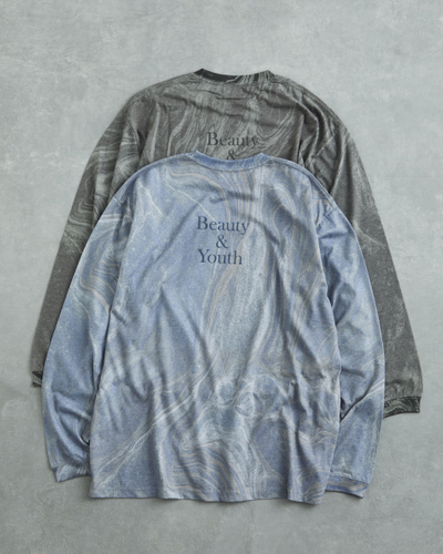 マーブルTシャツ(長袖)　バックプリント