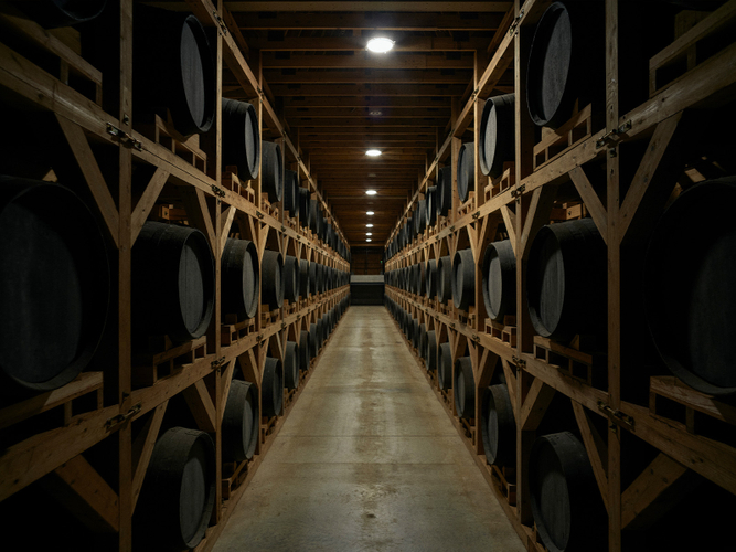 御岳蒸留所　樽貯蔵庫