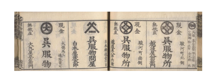 中川五郎左衛門 編『江戸買物独案内』下巻、文政７年(1824)刊、国立国会図書館デジタルコレクション