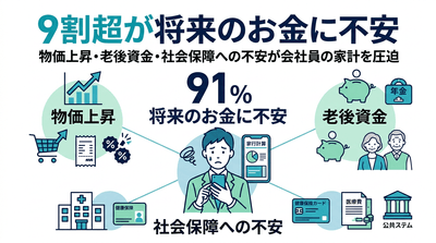 9割超が将来のお金に不安