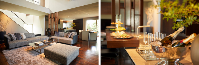 たっぷりと贅沢な空気感のリビング・パーティーを楽しめる華やかなキッチン