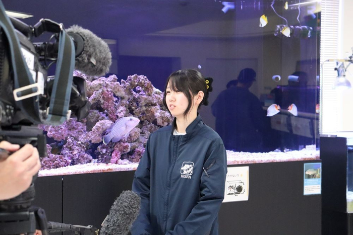 マスコミの取材を受ける学生