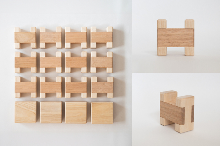 木組みでつくった特徴的なH型のピース