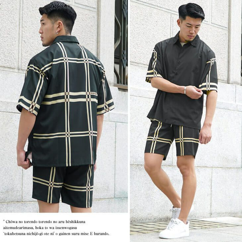 チェックシャツセットアップ