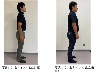 一見どちらも変わらない直立姿勢の画像
