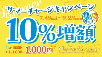 【リラクグループ】10％増額！猛暑に負けない身体づくりを応援する「サマーチャージキャンペーン」が7月18日（土）よりスタート！