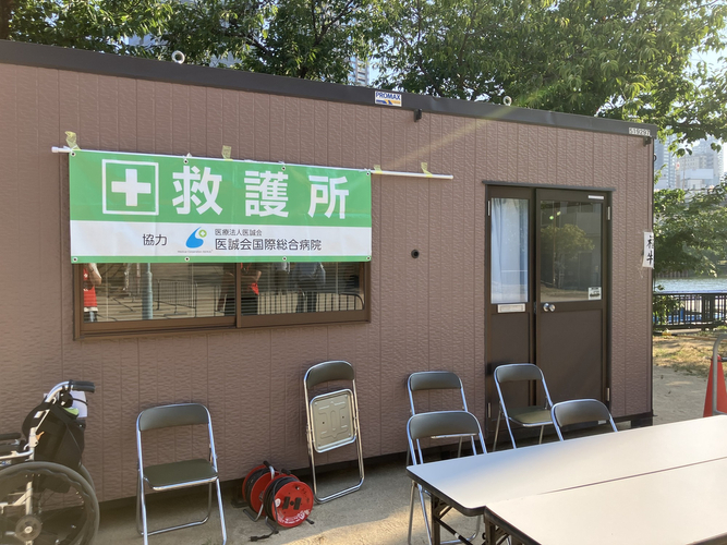 船渡御本部に設置された救護所