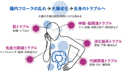 大腸劣化によるトラブルイメージ図