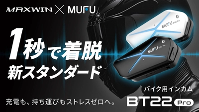 MAXWIN×MUFUシリーズからカチッと着脱1秒バイク用インカム 『MF-BT22-PRO』が5月28日よりMakuakeで先行販売を開始！