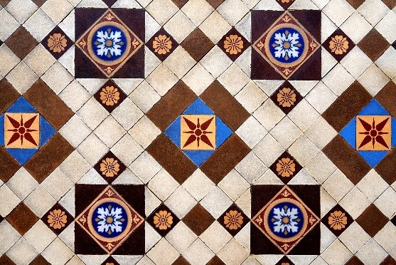 洋館１階ベランダ：ミントンタイル